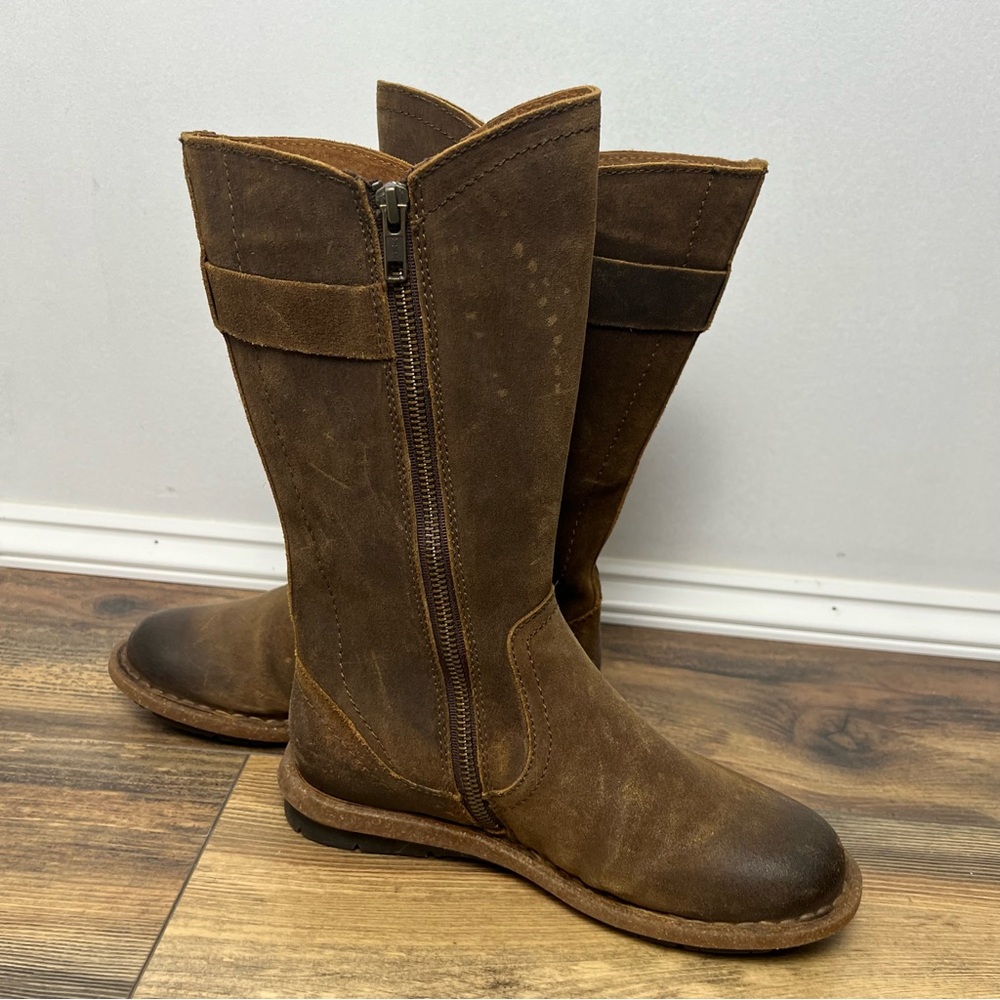 BORN Women's Tonic Rust Distressed Boot Sz 7/38 Suede Leather Zipper round Toe - Picture 2 of 16